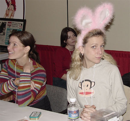 MegaCon 2003  Pat Zentilli in a pair of Bunny Ears that Mothbreeder gave her. 